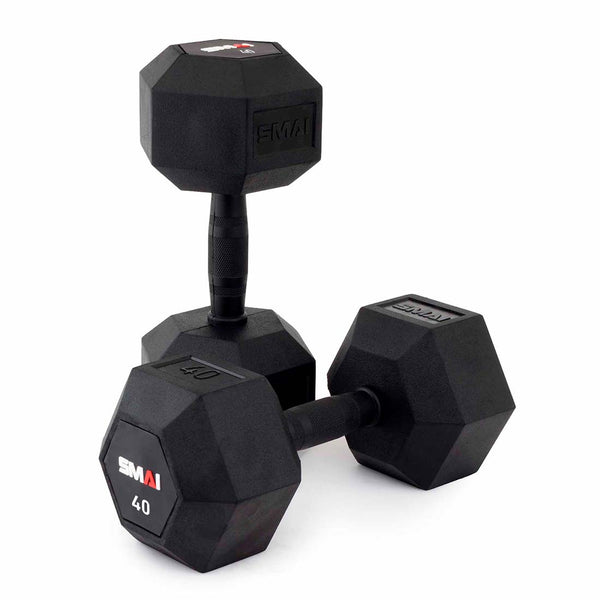 Pair of 40lb rubber hex dumbbells