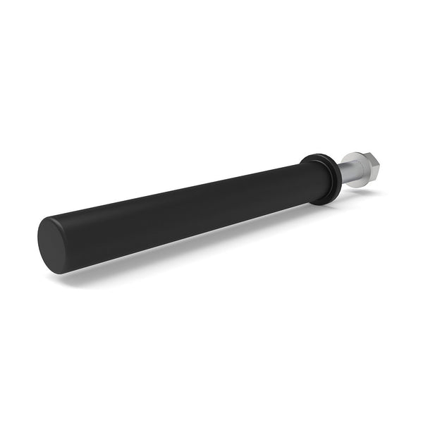 The SMAI USA Vanta Series Weight Plate Storage Peg with PU cover features a black cylindrical rod and a metallic hexagonal bolt, shown against a plain white background.