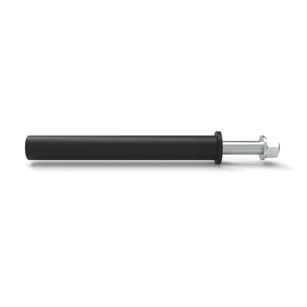 The SMAI USA Weight Plate Storage Peg with PU cover – Vanta Series is a cylindrical accessory with a black handle, metallic rod, flared edge, and hexagonal tip—perfect for weight plate storage. Shown on a plain white background.