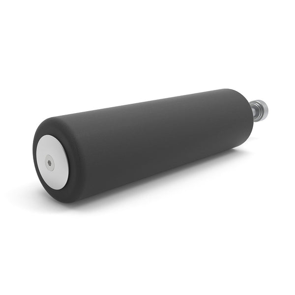 The SMAI USA Leg Roller Attachment - Vanta Series is a black, cylindrical foam roller with a metallic end cap and threaded bolt—ideal as a power rack accessory or for your SMAI Vanta Rack.