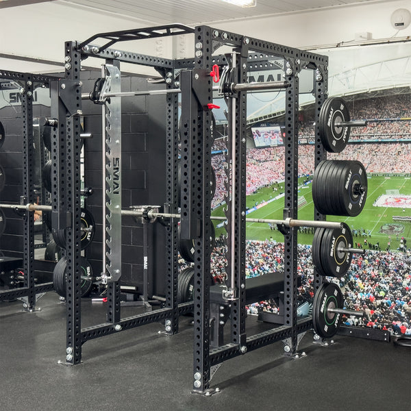 Full Power Rack with a smith machine add on installed