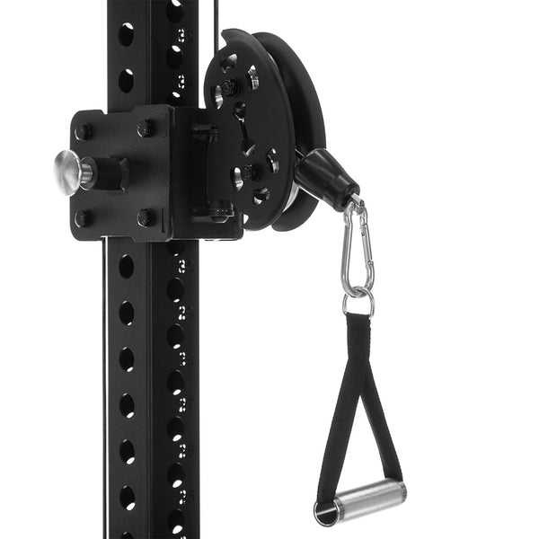 All In 1 Trainer - Power Rack w/ Cable Trainer, Smith Machine & Accessory Pack - Vanta Series Close up of handle and pully system