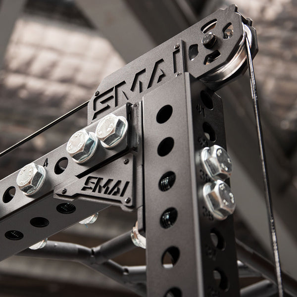 All In 1 Trainer - Power Rack w/ Cable Trainer, Smith Machine & Accessory Pack - Vanta Series Close up of top pully system