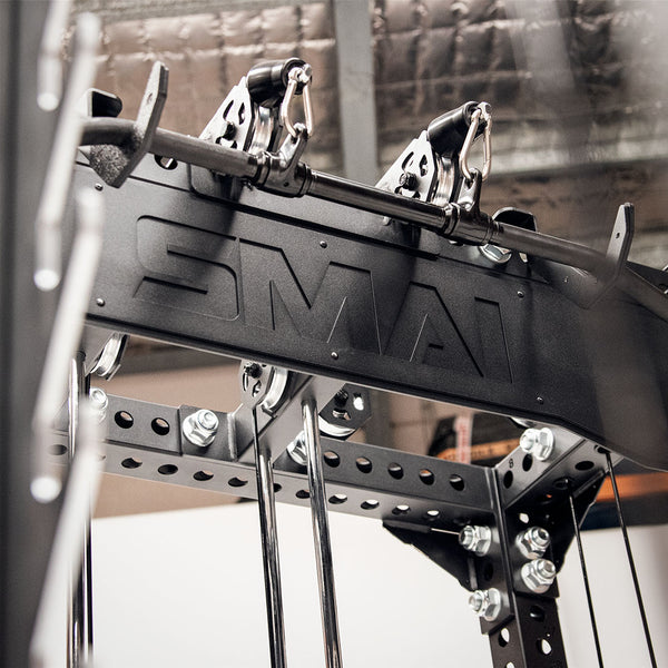 All In 1 Trainer - Power Rack w/ Cable Trainer, Smith Machine & Accessory Pack - Vanta Series Close up of name plate