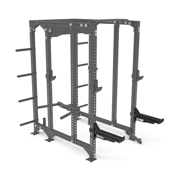 The SMAI USA Safety Spotter Arms (Pair) - Vanta Series are sturdy black metal arms with multiple attachment holes, compatible with Vanta Rack accessories, and designed for enhanced safety during strength training.