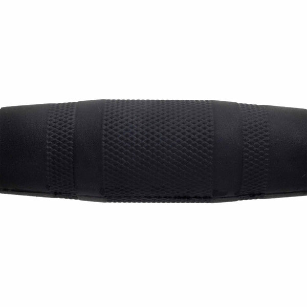 close up detail of rubber handle of SMAI rubber hex dumbbell