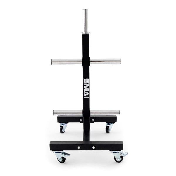 Front of Bumper Plate storage tree with caster wheels SMAI