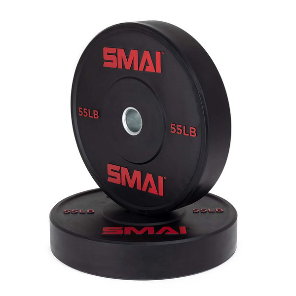 55lb Weight Lifting Plate Bumper Plate SMAI Pair Stacked
