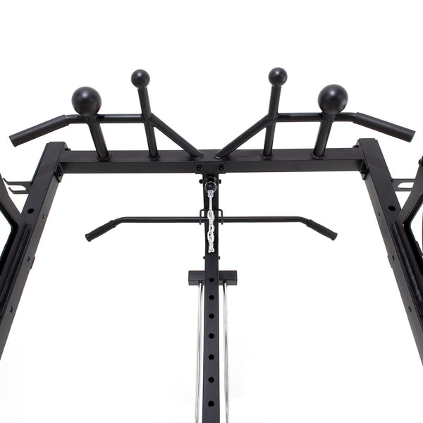 Half Power Rack With Plate Loaded Lateral Pull Down / Rower Chin Up Bar - Cannon Ball Grips