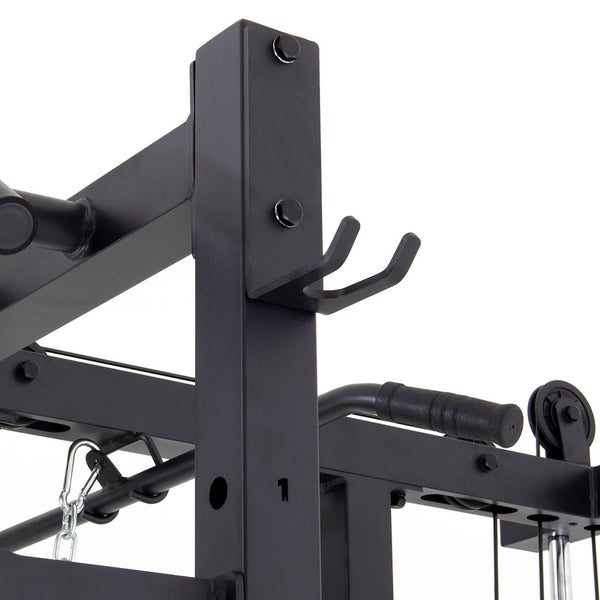 Half Power Rack With Plate Loaded Lateral Pull Down / Rower Barbell Storage