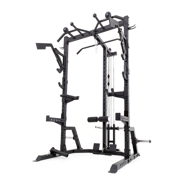 Half Power Rack With Plate Loaded Lateral Pull Down / Rower Low Angle