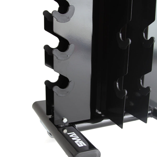 High gauge steel coated in durable, texture powder coat Dumbbell Rack with Wheels (Empty) Close up