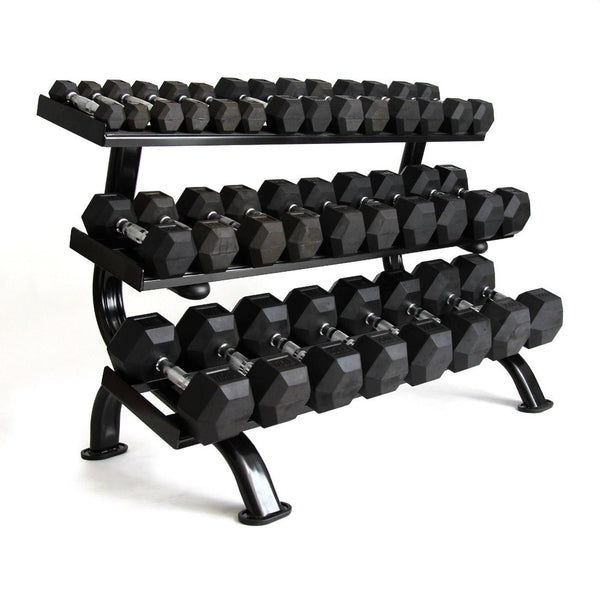 SMAI Black Dumbbell 3 Tier Rack Comercialwith Dumbbells (Full)