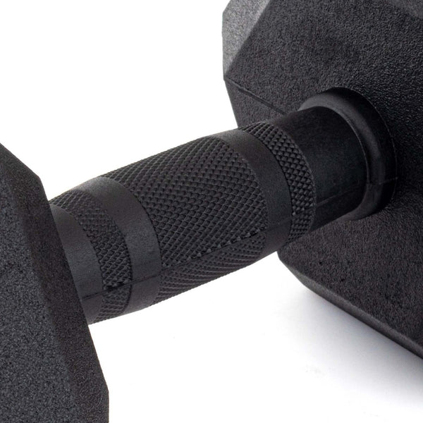 Rubber hex dumbbell rubber knurled grip SMAI