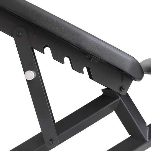 Weightlifting Bench (Adjustable) Close up of seat Adjustment notches