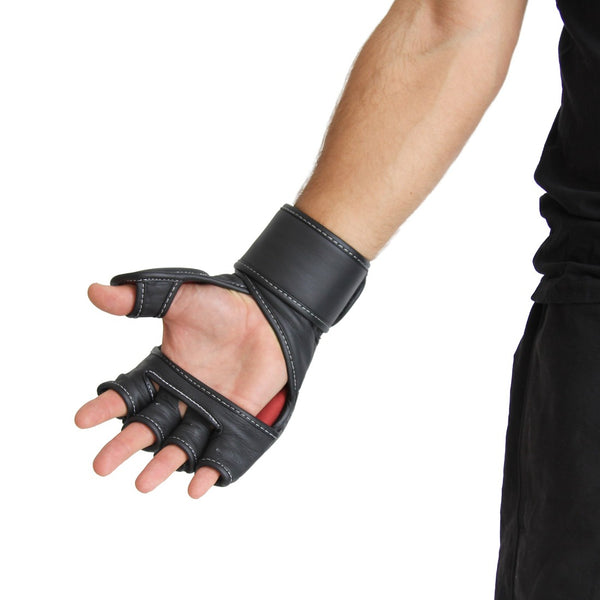 Man wearing Elite85 MMA Gloves Palm up