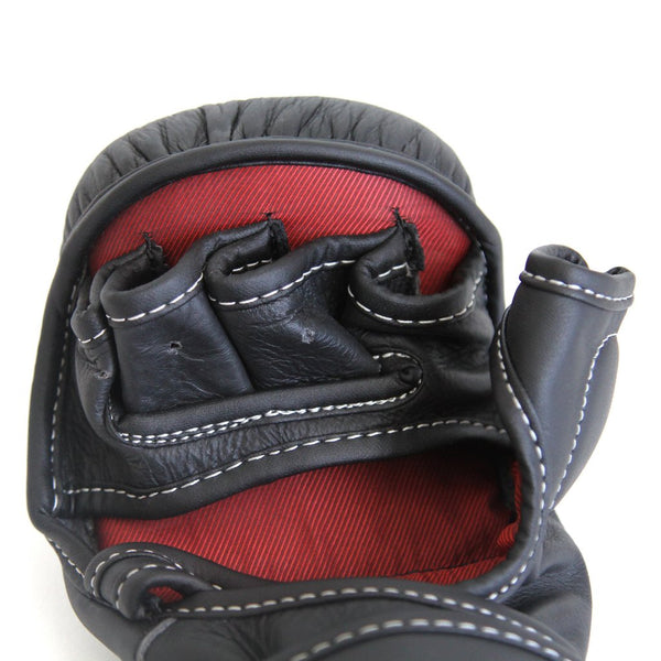 Elite85 MMA Hybrid Sparring Gloves 7oz Palm side up Crimson\ detailing