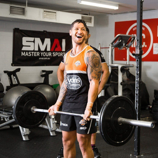 Wests Tigers Athlete Using the SMAI IWF Olympic Barbell (Bearing) - 20kg